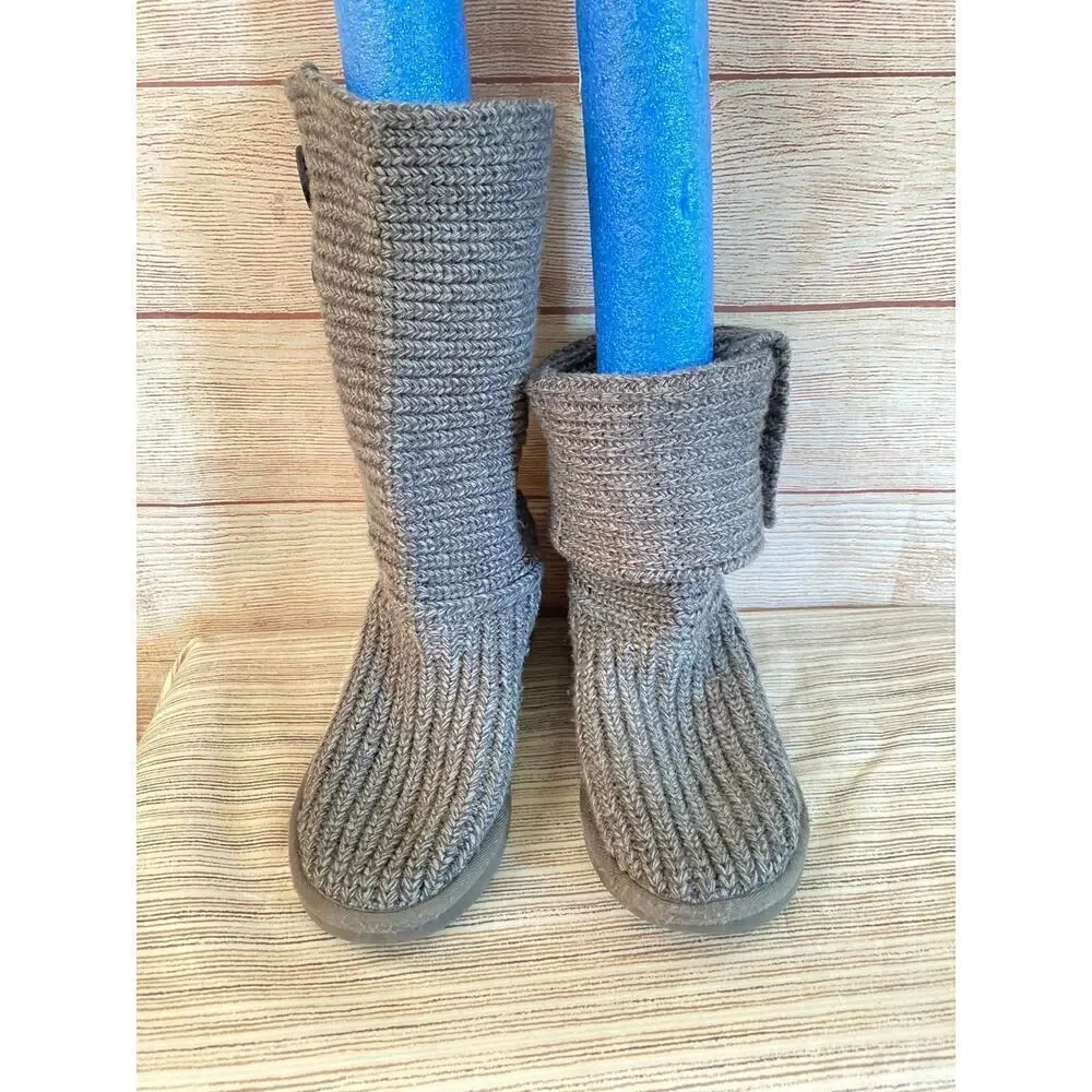 UGG Australia Girl's Gray Warm Twisted Cable Over The Knee Style Boots US 4